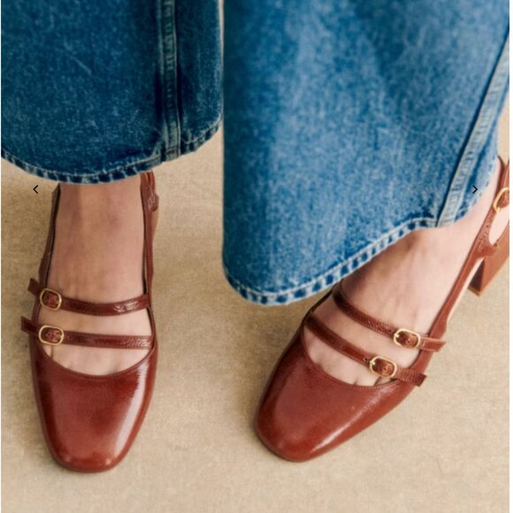 BRAND NEW Sezane paula babies — double strap mary janes in Polished camel - Picture 3 of 5